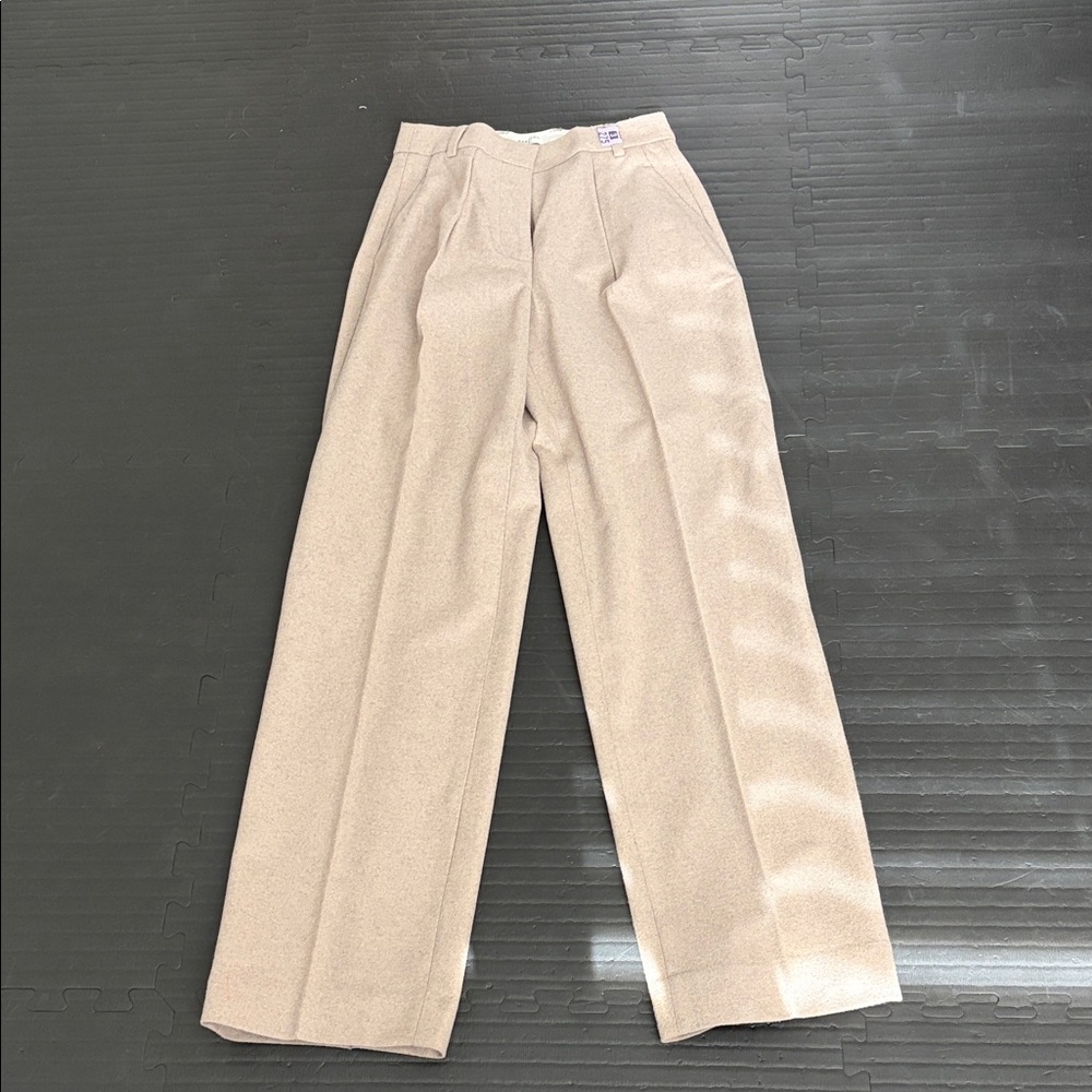 Babaton Light Beige Pleated Tailored Pants